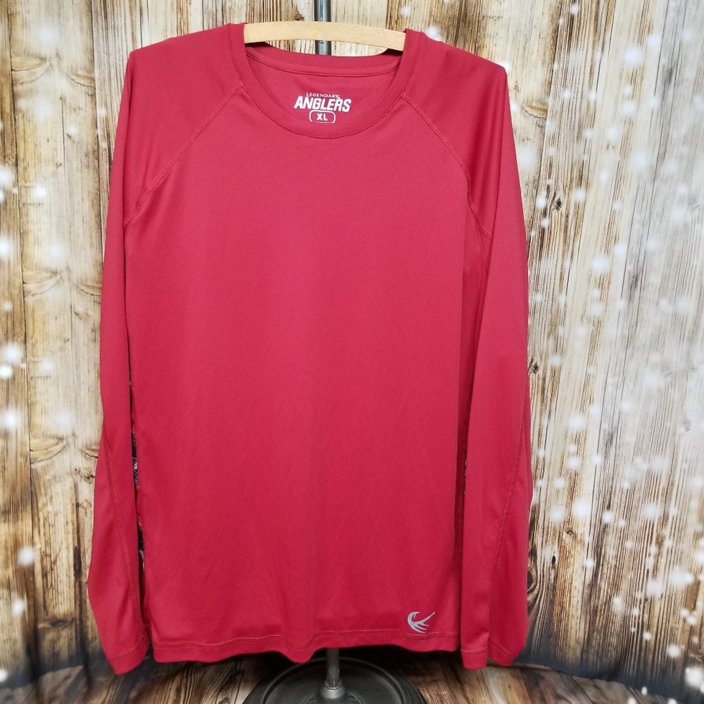 Legendary Anglers Red Long Sleeve Performance Men's XL Crewneck T-Shirt Fishing